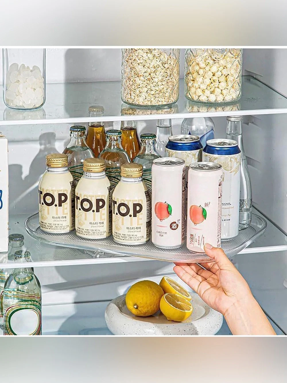 Rotating Rectangular Aclyic Lazy Susan, fridge / cupboard organizer